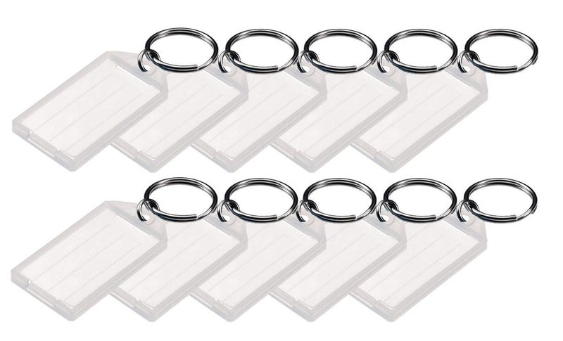 Lucky Line Key Tag with Flap,Split Ring & Paper Insert for Labeling, Key Organization & Identification, 10-Pack, Clear (6051010) - Image 1